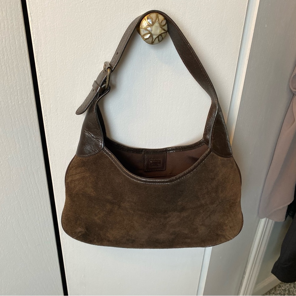 Original Y2K Banana Republic hand bag Chocolate brown suede & leather w/buckle